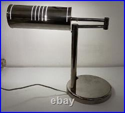 Vintage Walter Von Nessen Swing Arm Lamp Chrome MCM Mid Century Art Deco Desk