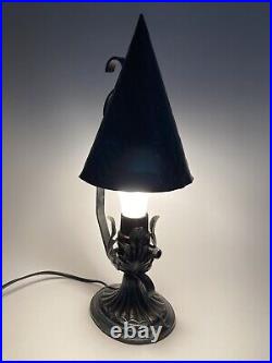 Vintage Witch's Hat Arts & Crafts Hammered metal table lamp