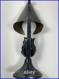 Vintage Witch's Hat Arts & Crafts Hammered metal table lamp