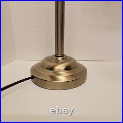 Vintage brushed brass iron art deco bridge arm adjustable table lamp art nouveau