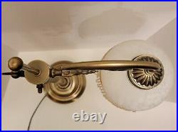Vintage brushed brass iron art deco bridge arm adjustable table lamp art nouveau