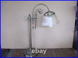 Vintage brushed brass iron art deco bridge arm table lamp art nouveau Pair of 2