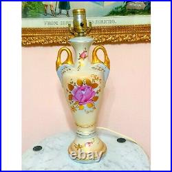 Vintage ornate hollywood regency art deco floral gold gilded italian style lamp