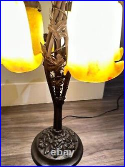 Vintage stained glass electric table lamp (art deco great condition working)