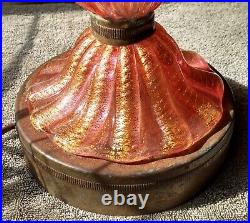 Vntg 50's Italy Murano Toso/Barovier Cordonato D'Oro Hand Blown Gold Glass Lamp