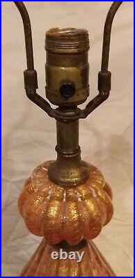 Vntg 50's Italy Murano Toso/Barovier Cordonato D'Oro Hand Blown Gold Glass Lamp