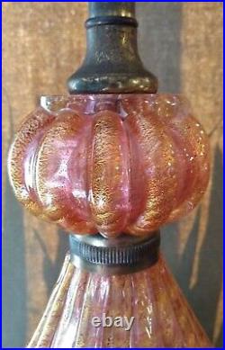 Vntg 50's Italy Murano Toso/Barovier Cordonato D'Oro Hand Blown Gold Glass Lamp