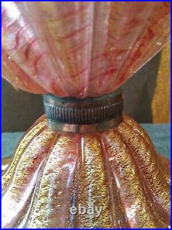 Vntg 50's Italy Murano Toso/Barovier Cordonato D'Oro Hand Blown Gold Glass Lamp