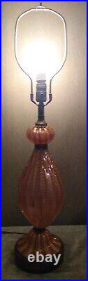 Vntg 50's Italy Murano Toso/Barovier Cordonato D'Oro Hand Blown Gold Glass Lamp