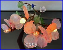 Vtg 1930s lamp light white art pottery glass flowers leaves Art Deco RumRill