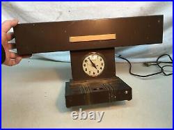Vtg 1940s Art Deco Industrial Wall Art Desk Lamp and Clock Mid Century Brass