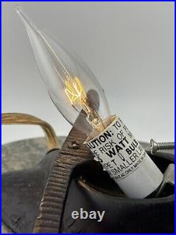 Vtg 1990s Art Glass Snail Lamp Night Light Bronze Marble Accent Base