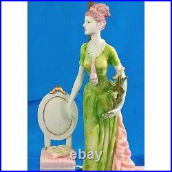 Vtg 25. Art Deco Lady Woman With Lilies OK Lighting Figurine Statue Table Lamp