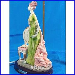 Vtg 25. Art Deco Lady Woman With Lilies OK Lighting Figurine Statue Table Lamp