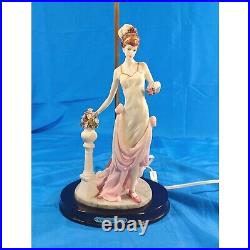 Vtg 25 Art Deco Lady Woman With Roses OK Lighting Figurine Statue Table Lamp