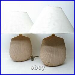 Vtg 80's Stone Textured Art Deco Revival Draped Table Lamp Light Ceramic Pair