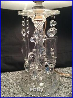 Vtg. ART DECO Crystal PRISMS Table Lamp Drop Crystals 11 x 4 VGUC (no shade)