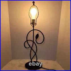 Vtg Abstract Art Deco Craftsman Retro Sculptural Wrought Iron 3-Way Table Lamp