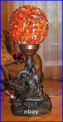 Vtg Art Deco Carioca Dance Lamp End Of The Day Glass Shade Chandelier Fixture