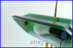 Vtg Art Deco Desk Executive Banker's Lamp with Dark Marble Brass Green Glass Shade