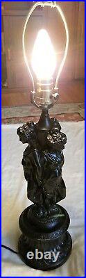 Vtg Art Deco Era Cast Metal 3 Ladys Figurin Chandelier Lamp Fixture