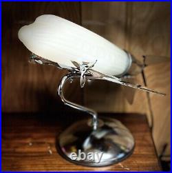 Vtg Art Deco Frosted Glass Airplane Light DC-3 Plane Lamp 1970s