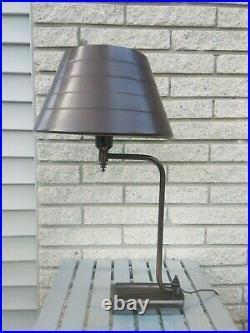 Vtg Art Deco Lamp Aluminum Shade Soundrite Teague Von Nessen era bronze Desk