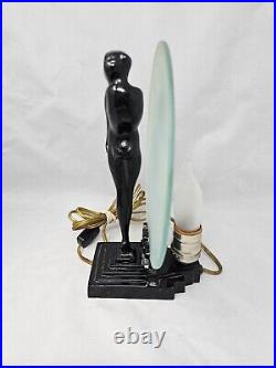 Vtg Art Deco Sarsaparilla Lamp Glass Lady Frankart Nude Nymph Silhouette
