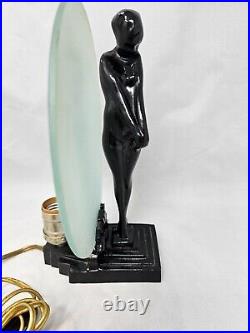 Vtg Art Deco Sarsaparilla Lamp Glass Lady Frankart Nude Nymph Silhouette