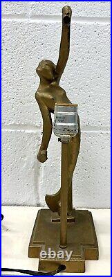 Vtg Art Deco Signed Sarsaparilla Lamp Glass Moon Lady After Frankart Nude Nymph