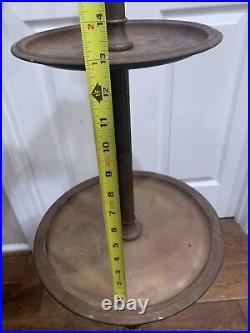 Vtg Art Deco Victorian 2 Tier Paw Footed Paw Table Lamp Copper Brass