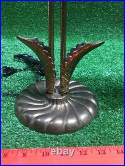 Vtg Brass Desk Lamp Leaf Feather Art Deco Rare Unique Retro Antique Fast Ship