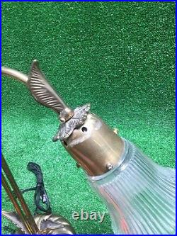 Vtg Brass Desk Lamp Leaf Feather Art Deco Rare Unique Retro Antique Fast Ship