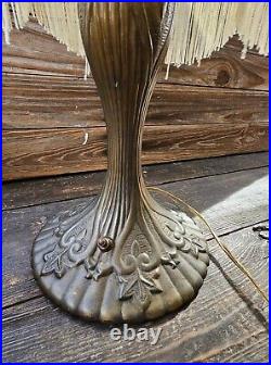 Vtg Bronze Table Lamp Art Nouveau Damaged Shade 22