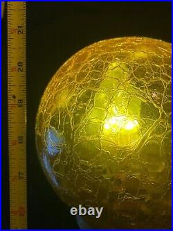 Vtg Cast Metal Art Deco Nouveau Figural Woman Yellow Crackle Glass Globe Lamp