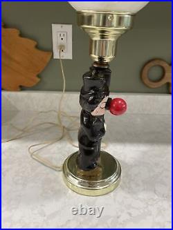 Vtg Charlie Chaplin Drunk Bum Lamppost BAR Lamp Light Up Nose Red Pottery Art