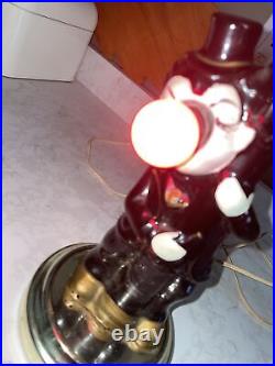 Vtg Charlie Chaplin Drunk Bum Lamppost BAR Lamp Light Up Nose Red Pottery Art