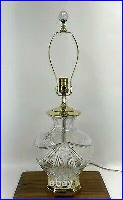 Vtg Cut Crystal Lamp Art Deco Hollywood Regency MCM 1920s 1980s 90s Brass, Glass
