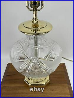 Vtg Cut Crystal Lamp Art Deco Hollywood Regency MCM 1920s 1980s 90s Brass, Glass