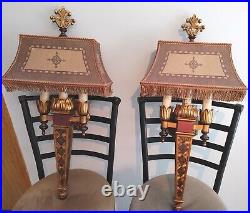 Vtg Fine Art Lamps Miami Florida 333150ST 30 in Brown Gold Wall Sconce Lights