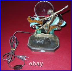 Vtg. L&L WMC Art Deco Nouveau Style Nude Dancing Lady BRASS GLASS LAMP 9920 9905