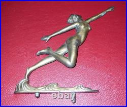 Vtg. L&L WMC Art Deco Nouveau Style Nude Dancing Lady BRASS GLASS LAMP 9920 9905