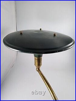 Vtg Leroy C Doane Sight Light Green Brass Swivel Desk Lamp Art Deco MCM UFO