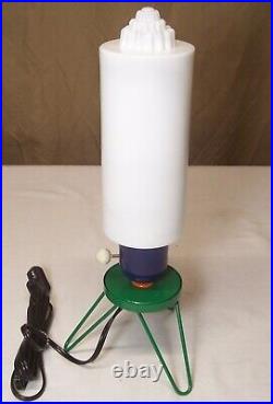 Vtg MCM Lamp Skyscraper Glass Jetsons Art Light Rocket Tripod Restored USA #A12