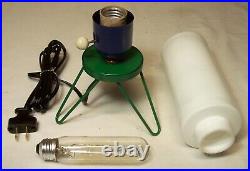 Vtg MCM Lamp Skyscraper Glass Jetsons Art Light Rocket Tripod Restored USA #A12