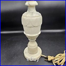 Vtg MCM Neoclassical Italian Carved Art Alabaster Marble Table Lamp