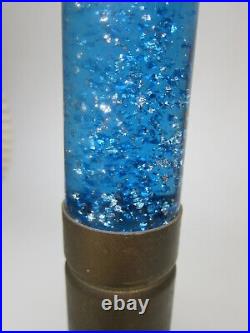Vtg MCM Original Florence Art Co. Blue Lava Silver Glitter Lamp Brass Astro-Lite