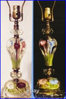 Vtg MCM St. Clair Hand Blown Art Glass Paperweight Lamp(s) Hollywood Regency