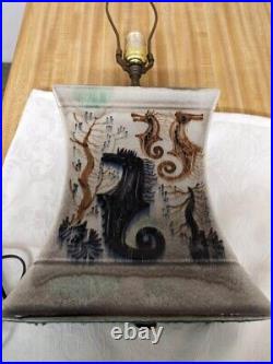 Vtg. MCM seahorse art pottery ceramic lamp