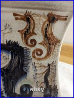 Vtg. MCM seahorse art pottery ceramic lamp